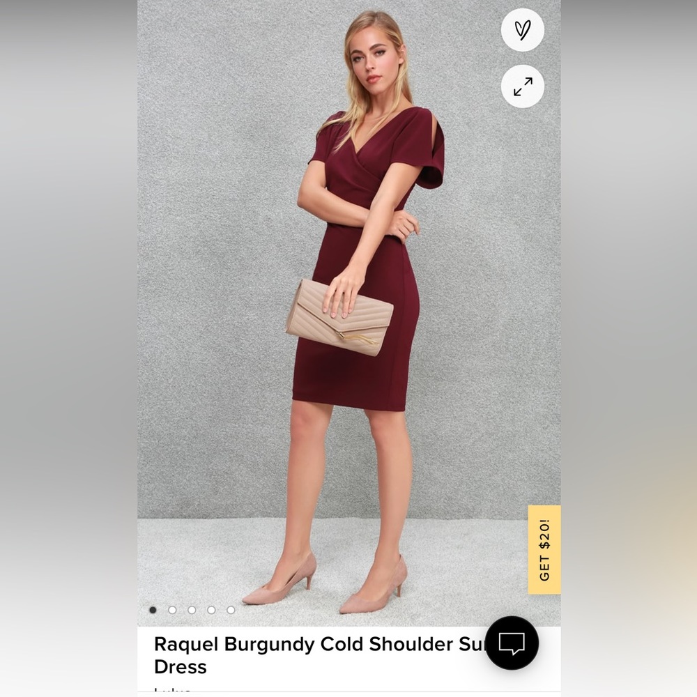 NWOT Lulus Burgundy Cold Shoulder Dress